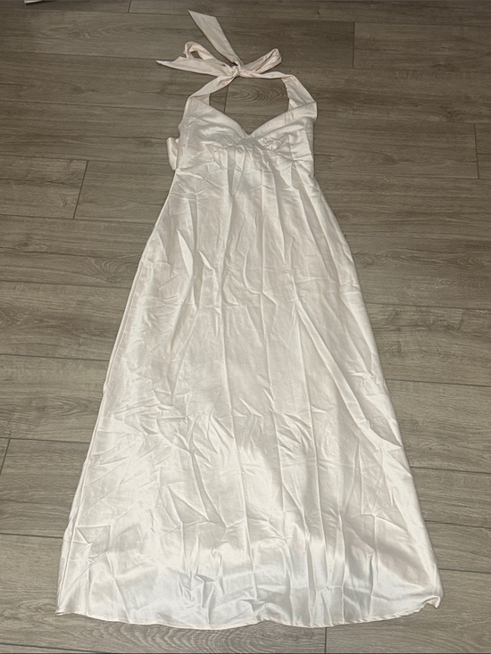 Peppermayo Dresses & Skirts - Satin cream Halter Maxi Dress - Elegant Summer Style